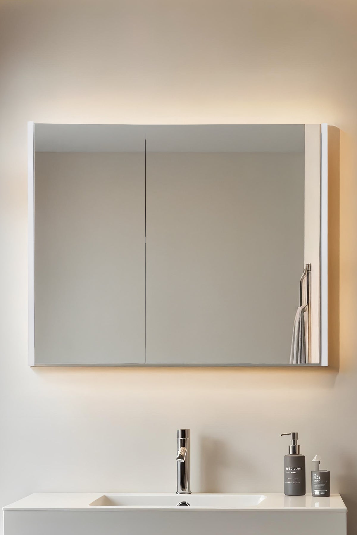 Aynalı Banyo Dolabı 2 Kapaklı, Beyaz 8560