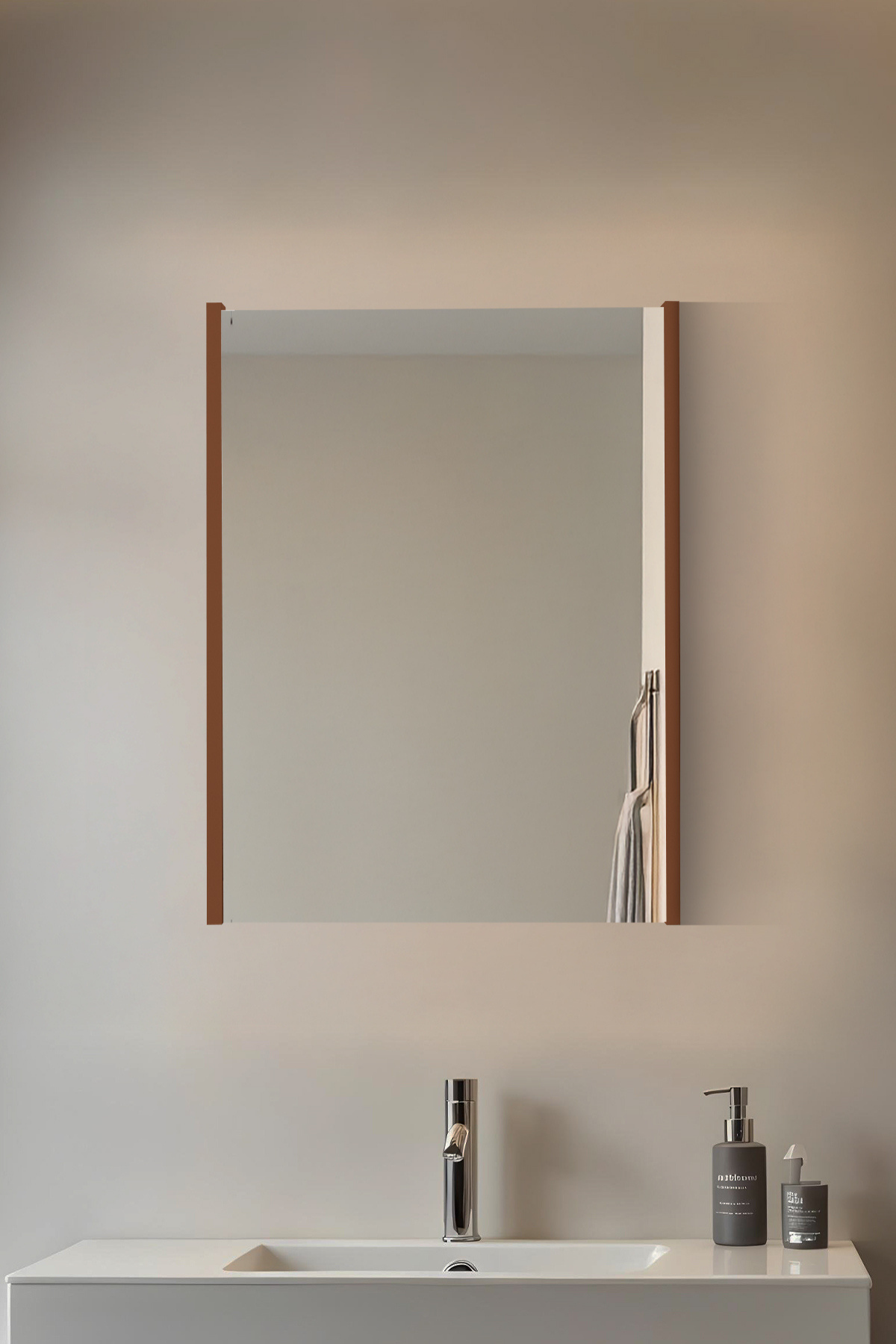 Aynalı Banyo Dolabı Tek Kapaklı, Ceviz 4570