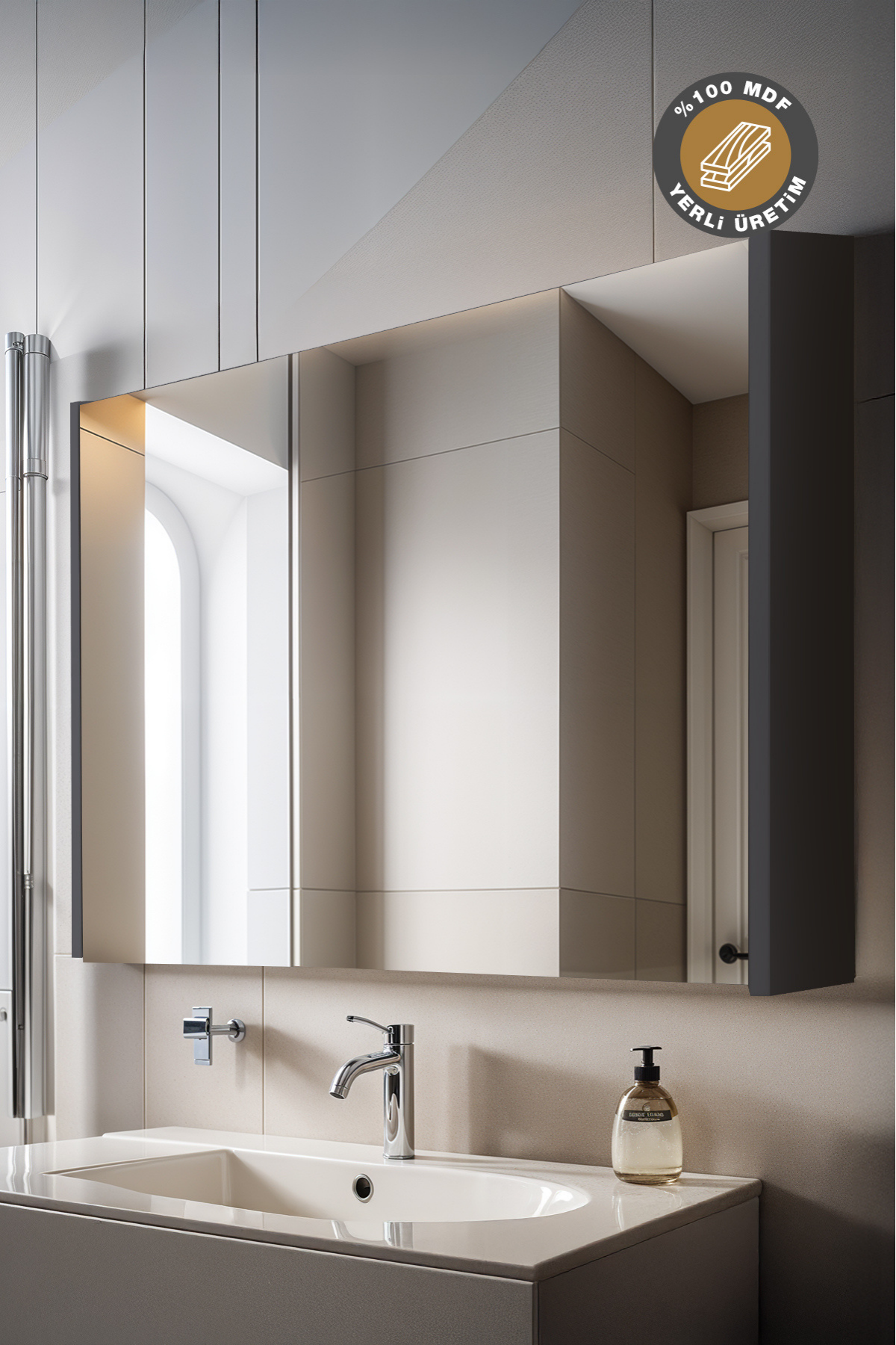 Aynalı Banyo Dolabı 2 Kapaklı 8060