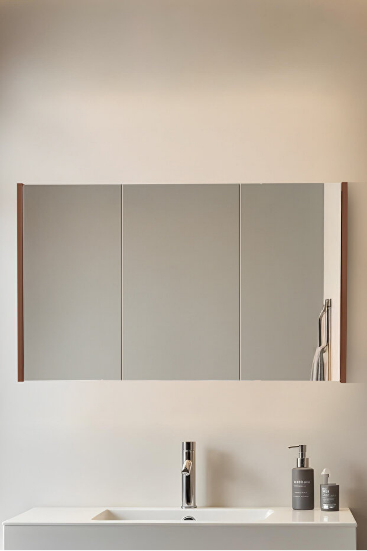 Aynalı Banyo Dolabı 3 Kapaklı, Ceviz 8070