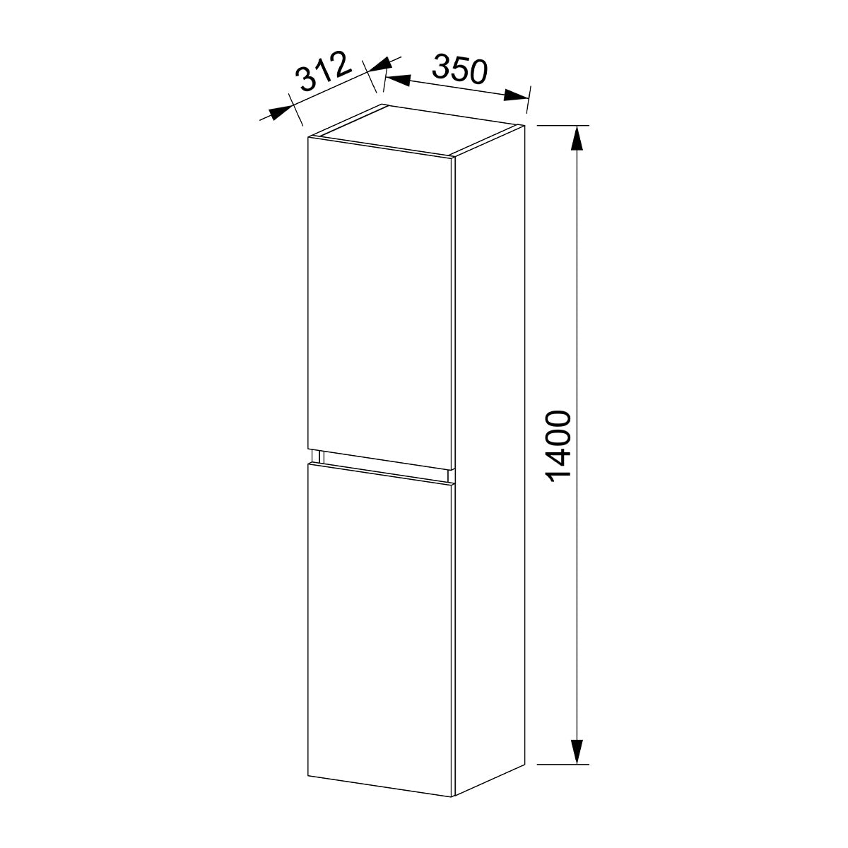 Venna 140 cm Beyaz %100 Mdf Banyo Boy Dolabı