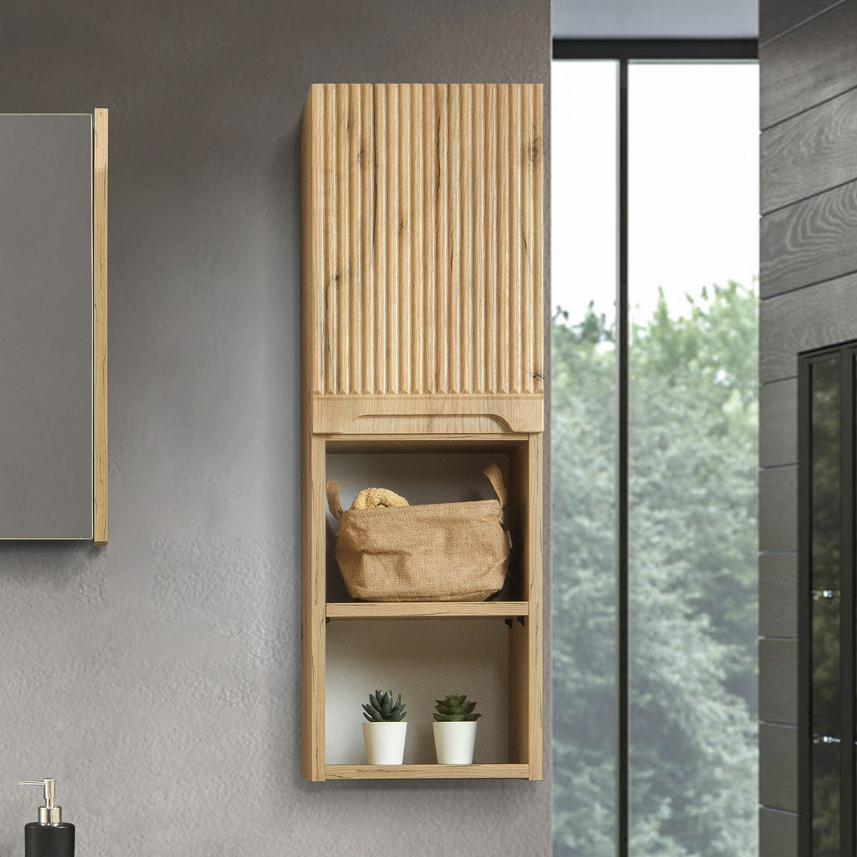 Verona 93 cm Ahşap Desenli %100 Mdf Banyo Boy Dolabı