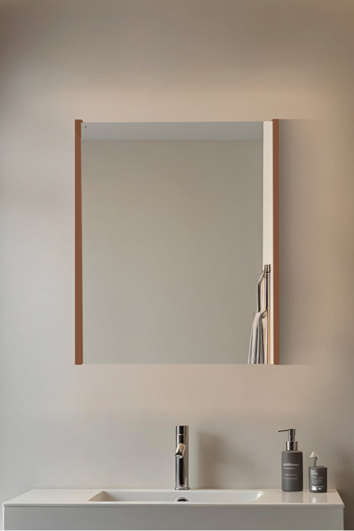 Aynalı Banyo Dolabı Tek Kapaklı, Ceviz 6570